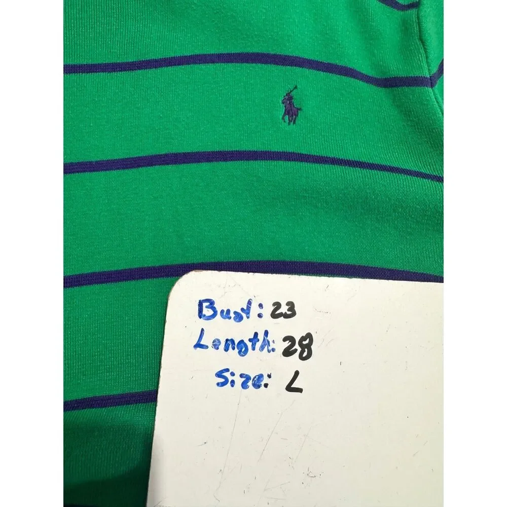 Polo Golf Ralph Lauren sweater 100% pima cotton sport kelly green stripes men L